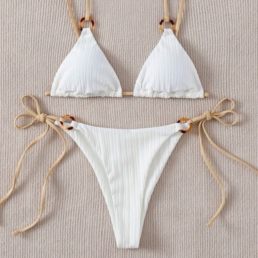 NWOT white string bikini, size large